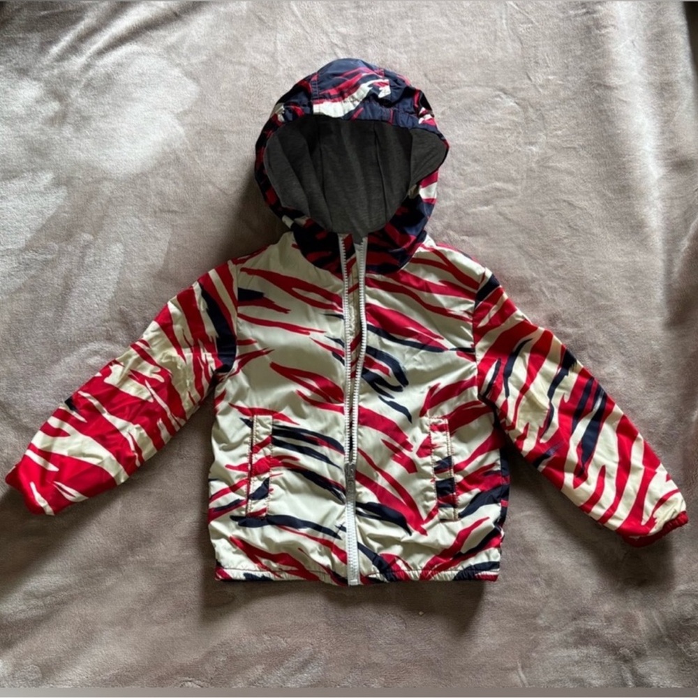 Moncler Red Navy Cream Camo GREGORIOUS GIUBBOTTO Jacket Unisex New w/ Tags
